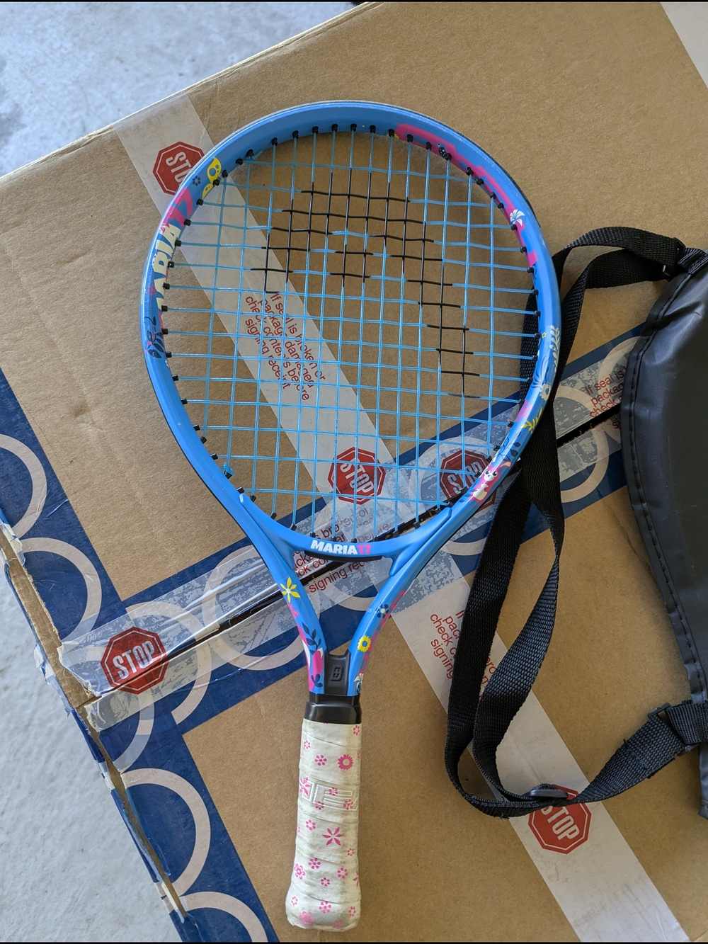 Blue 'Maria' Girls' Tennis Racket with Floral Accents